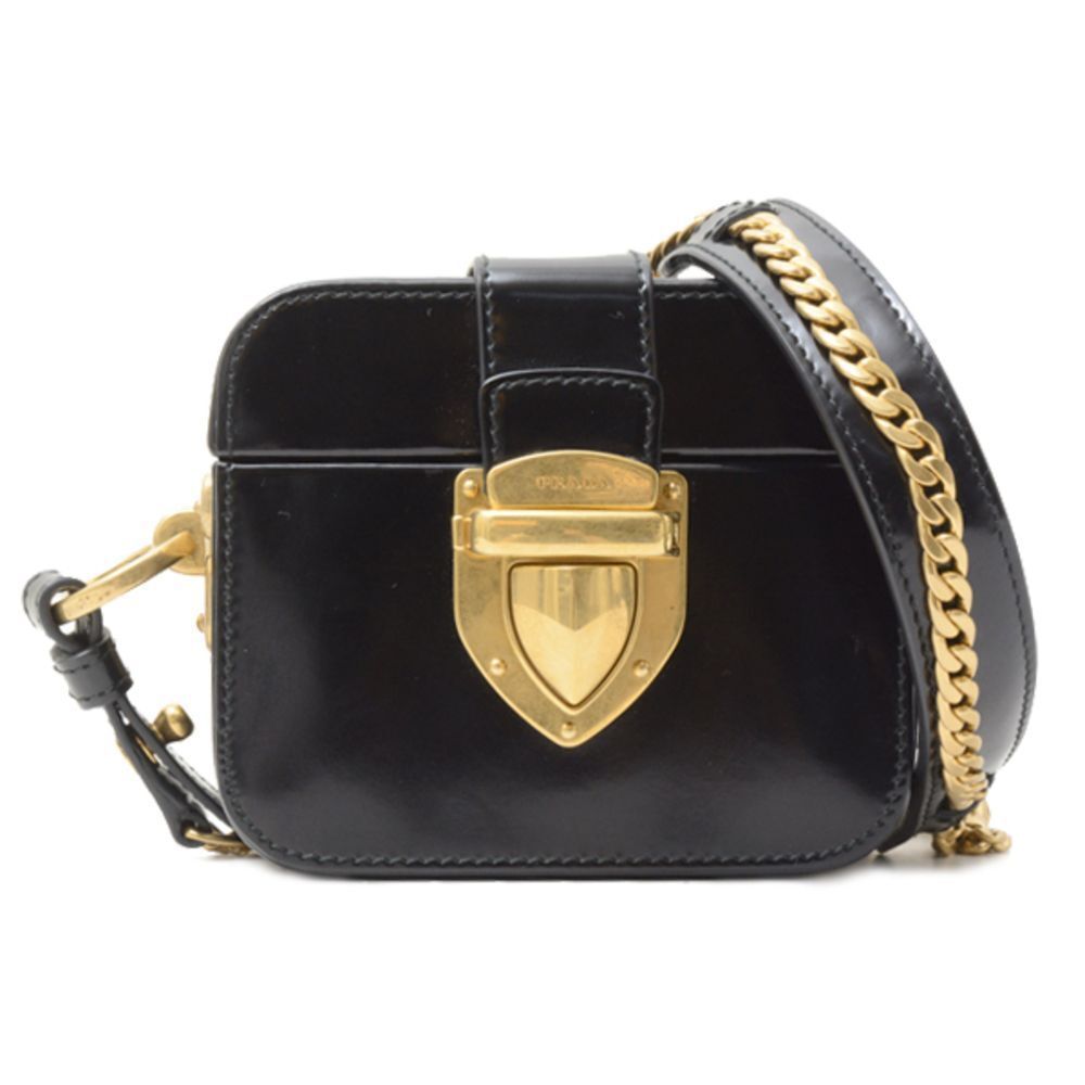 Prada Patent Leather Chain Mini Shoulder Bag Enamel Leather